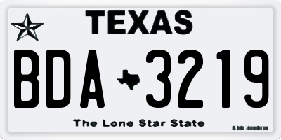 TX license plate BDA3219