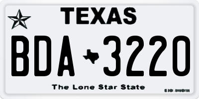 TX license plate BDA3220