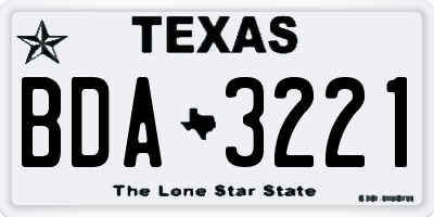 TX license plate BDA3221