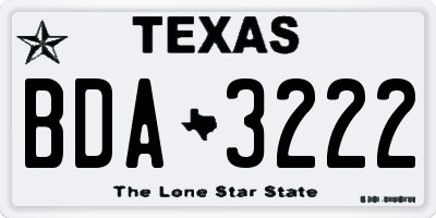 TX license plate BDA3222