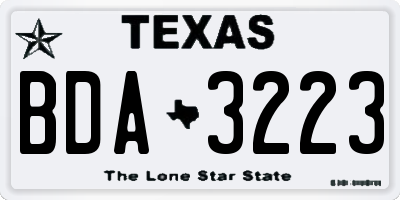 TX license plate BDA3223