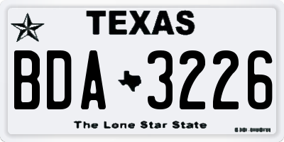 TX license plate BDA3226