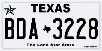 TX license plate BDA3228