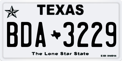 TX license plate BDA3229