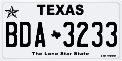 TX license plate BDA3233