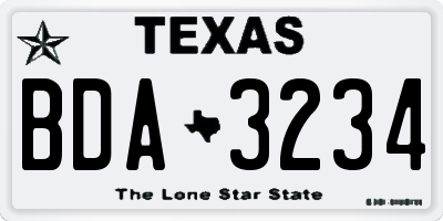 TX license plate BDA3234