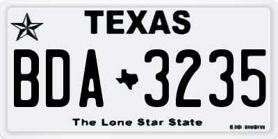 TX license plate BDA3235