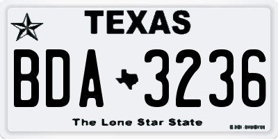 TX license plate BDA3236