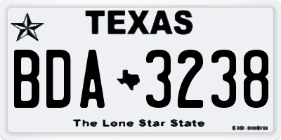 TX license plate BDA3238
