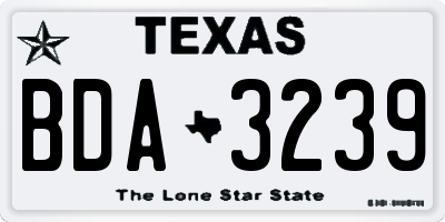 TX license plate BDA3239