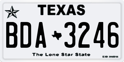 TX license plate BDA3246