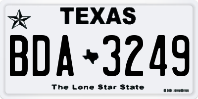 TX license plate BDA3249