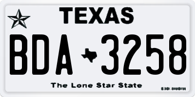 TX license plate BDA3258