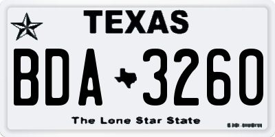 TX license plate BDA3260