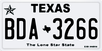 TX license plate BDA3266