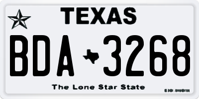 TX license plate BDA3268