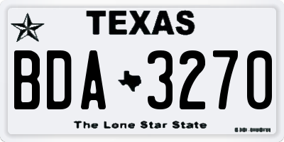 TX license plate BDA3270