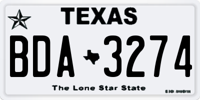 TX license plate BDA3274