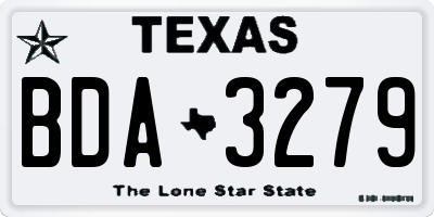 TX license plate BDA3279