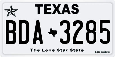 TX license plate BDA3285