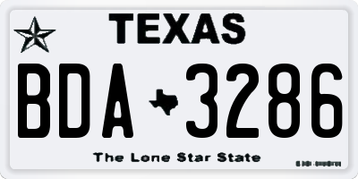 TX license plate BDA3286