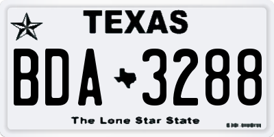 TX license plate BDA3288