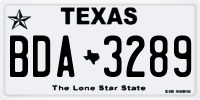 TX license plate BDA3289