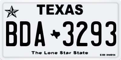 TX license plate BDA3293