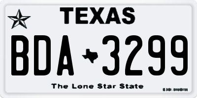 TX license plate BDA3299