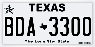 TX license plate BDA3300