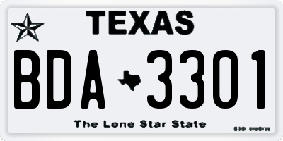 TX license plate BDA3301