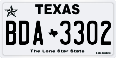 TX license plate BDA3302