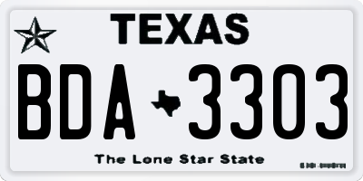 TX license plate BDA3303