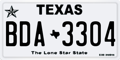 TX license plate BDA3304