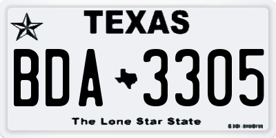 TX license plate BDA3305