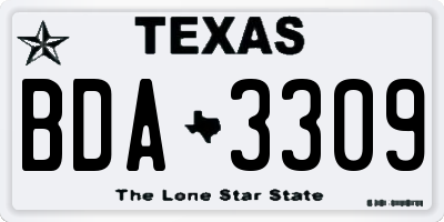 TX license plate BDA3309