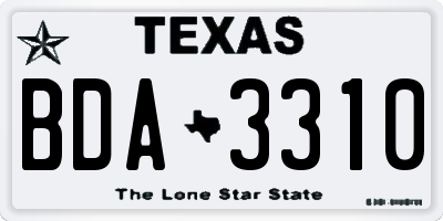 TX license plate BDA3310