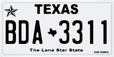 TX license plate BDA3311