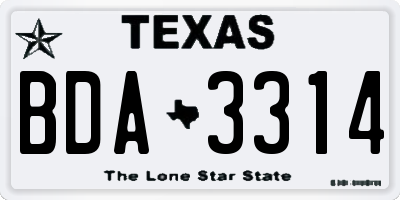 TX license plate BDA3314