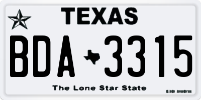 TX license plate BDA3315