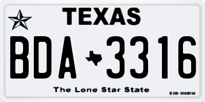TX license plate BDA3316