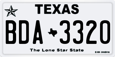 TX license plate BDA3320