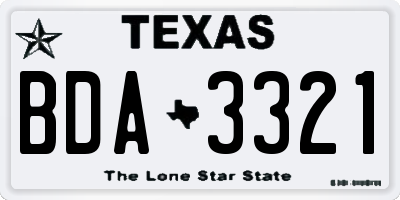 TX license plate BDA3321