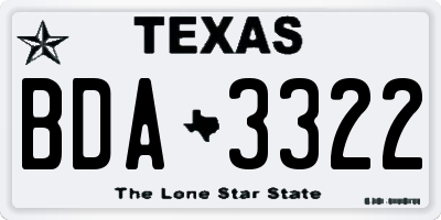 TX license plate BDA3322