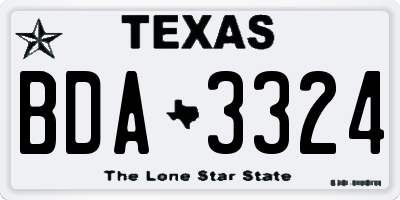 TX license plate BDA3324