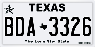 TX license plate BDA3326