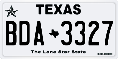 TX license plate BDA3327