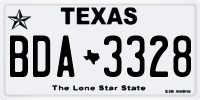 TX license plate BDA3328