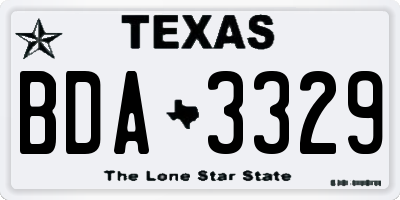 TX license plate BDA3329