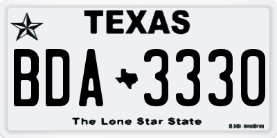 TX license plate BDA3330